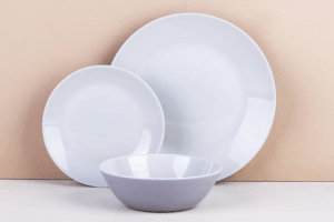 SHULOPAL grey opal glass dinnerware group