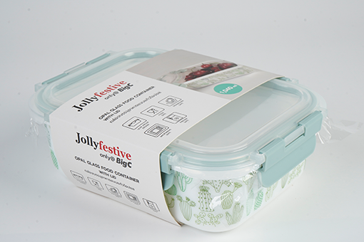 big C opal glass food container