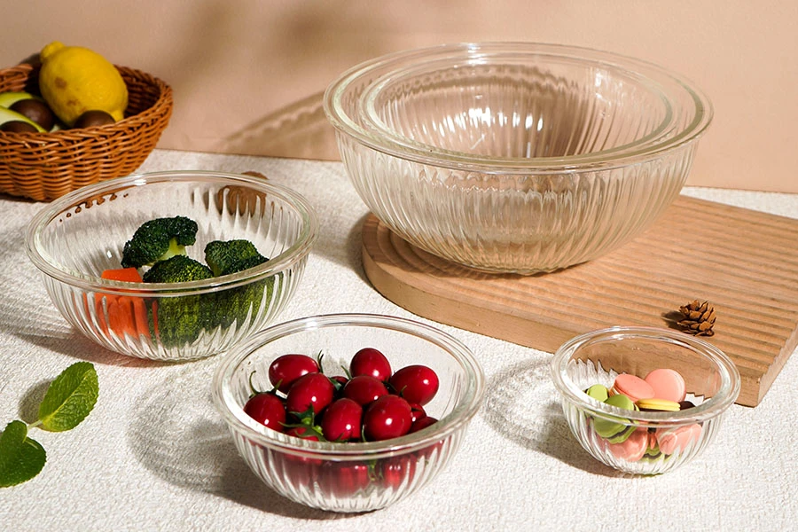 Ribbed Glass Mixing Bowls