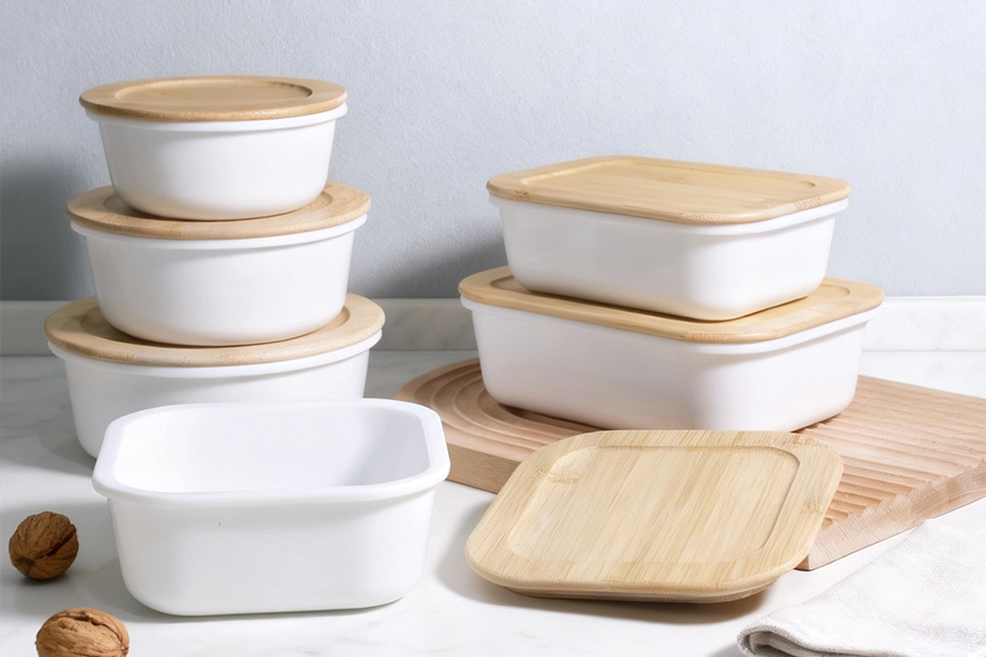 Opal Glass Container with Eco-bamboo Lid