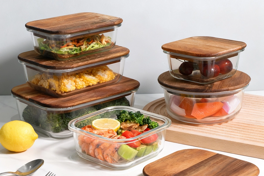 Glass Container with Acacia Wood Lid