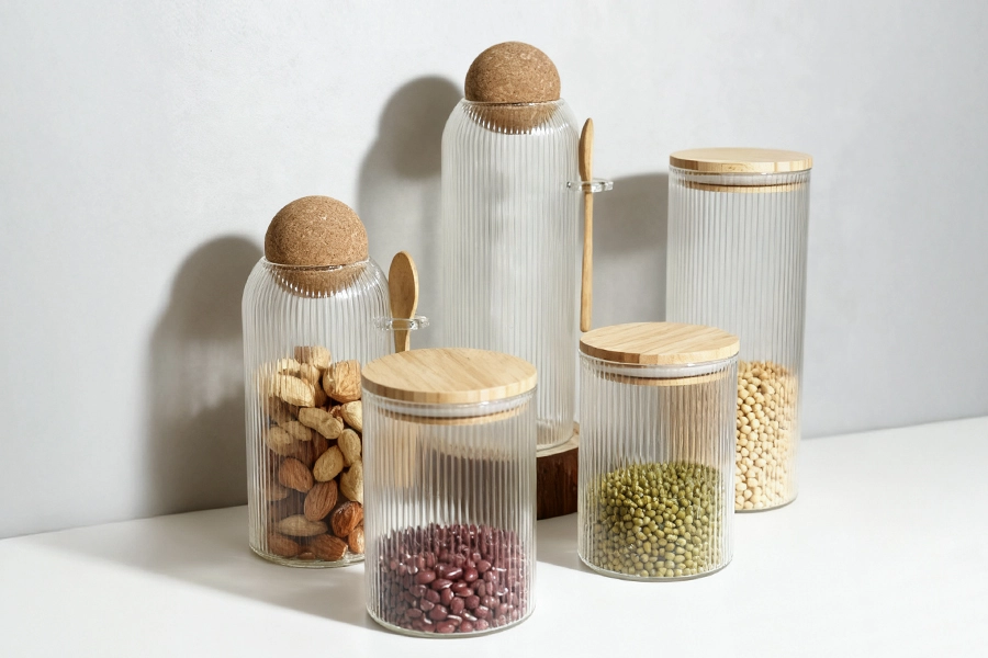 Pinstripe Glass Jars