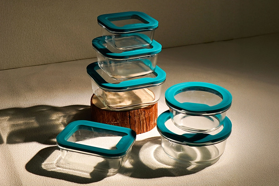 Glass Food Container with Glass Lid - Silicone Seal