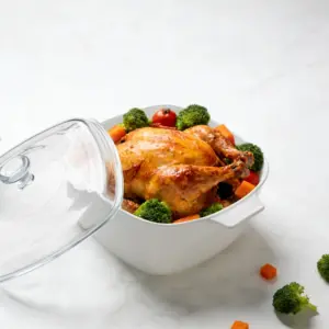 SHULOPAL square opal glass casserole with clear lid 25x21cm-1-FYGG25A