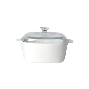 SHULOPAL square opal glass casserole with clear lid 25x21cm-2-FYGG25A