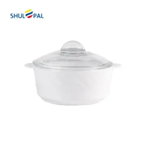 SHULOPAL textured glass ovenware round casserole with clear lid 26x21cm-3-NYGG25A