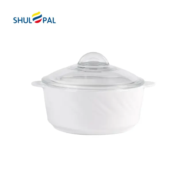 SHULOPAL textured glass ovenware round casserole with clear lid 26x21cm-3-NYGG25A