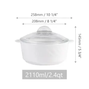 SHULOPAL textured glass ovenware round casserole with clear lid 26x21cm-4-NYGG25A