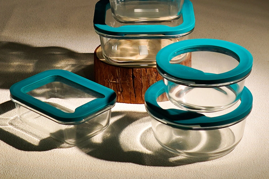 Silicone-framed Glass Lid For Food Containers