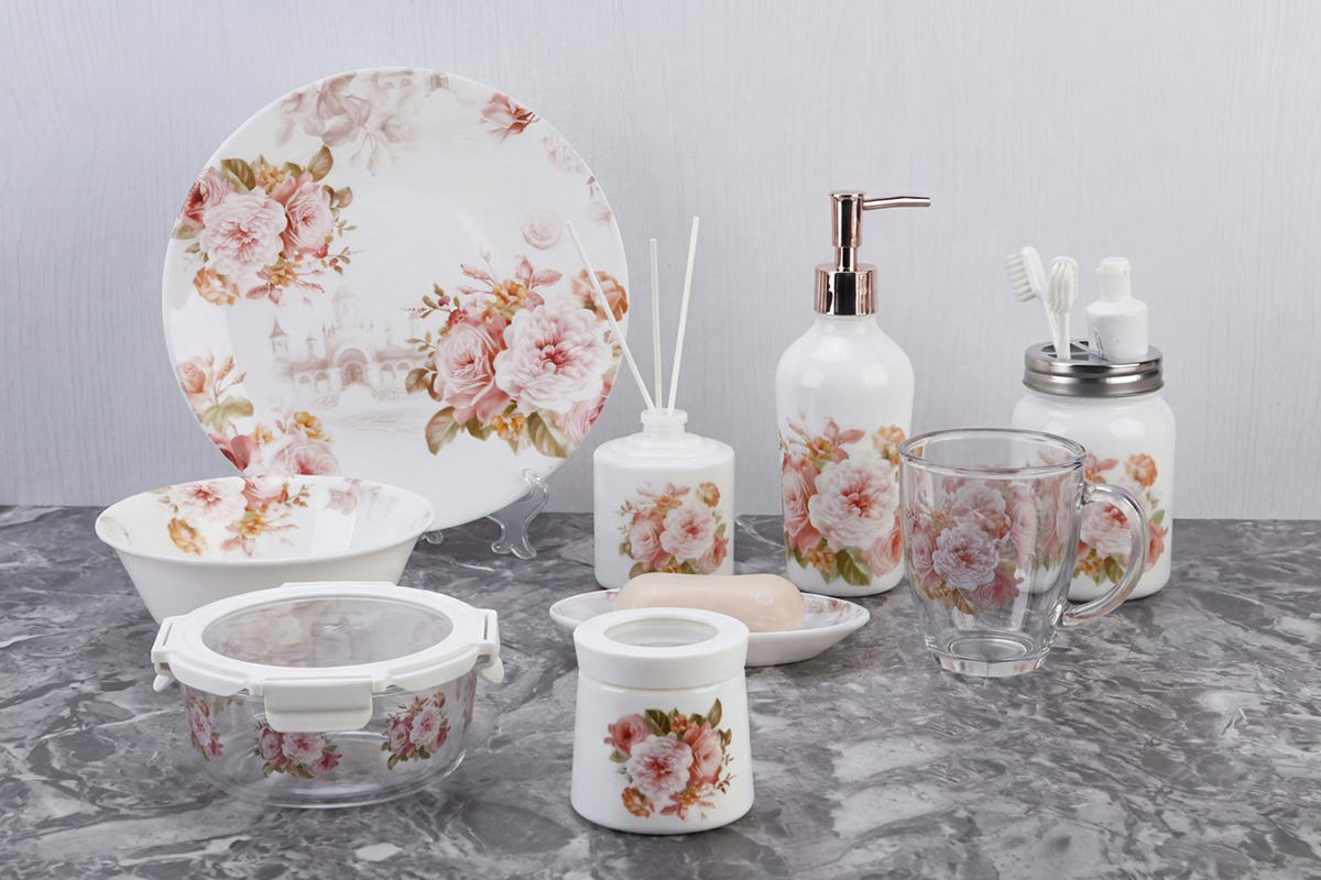 vintage rose decoration glassware
